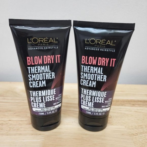 2 X L'Oreal BLOW DRY IT Cream Thermal Smoother Cream Advanced Hairstyle - Picture 1 of 4